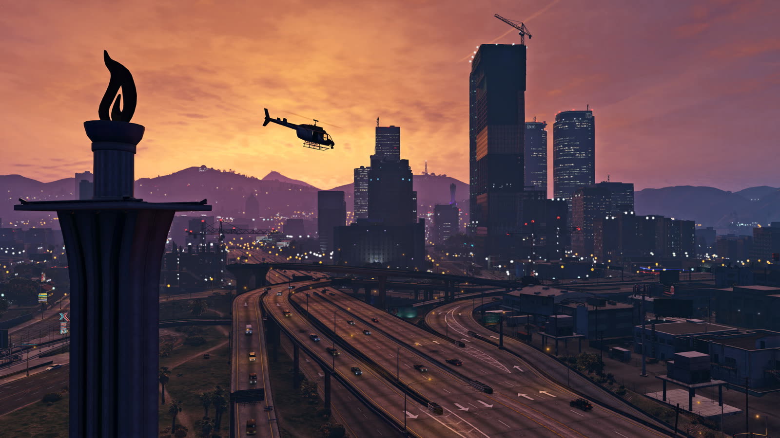 Los Santos au coucher du soleil